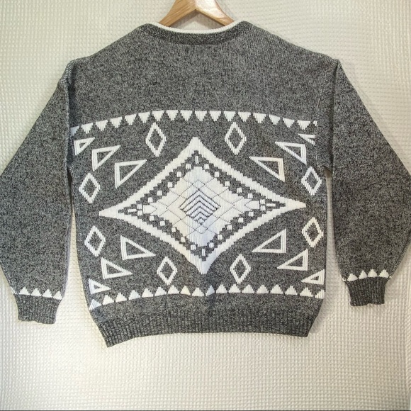 Vintage Serge Saint Yves Aztec Geometric Cozy Oversized Knit Sweater — Excellent - Picture 11 of 11